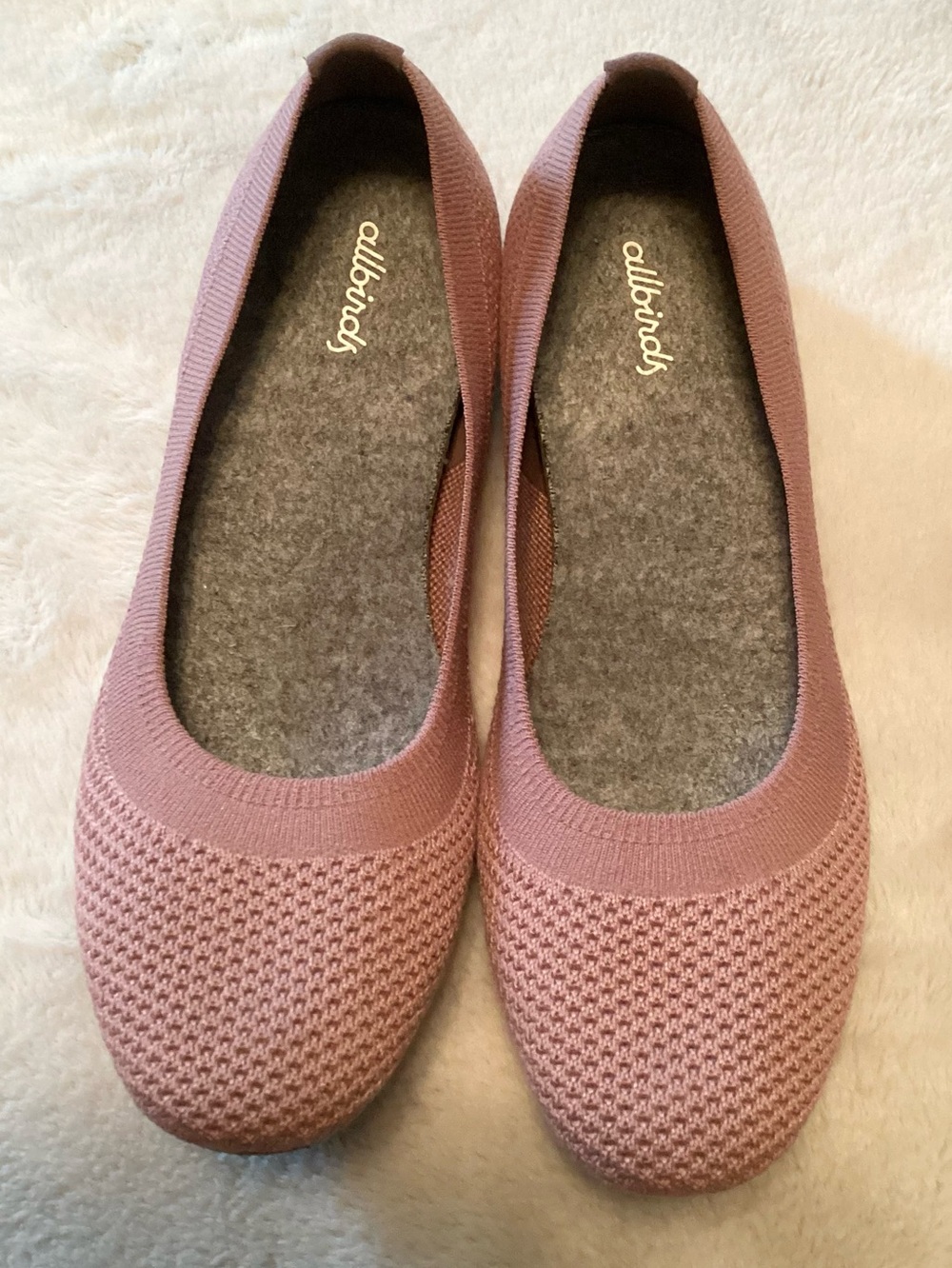 allbirds Tree Breezer Dusty Rose/Mauve Knit Slip-On Flats - Size 8